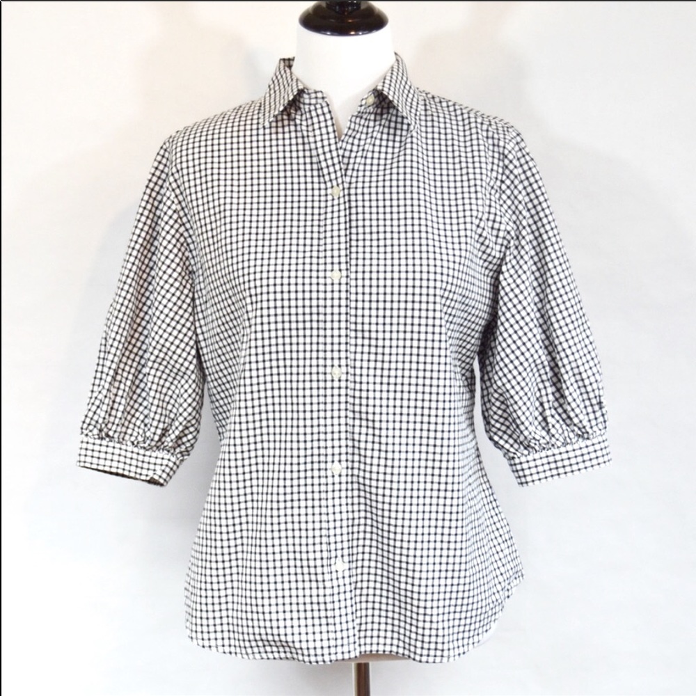 LAUREN RALPH LAUREN GINGHAM BISHOP SLEEVE